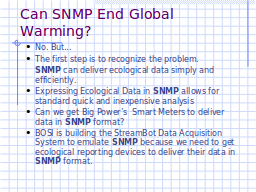 Can SNMP End Global Warming?